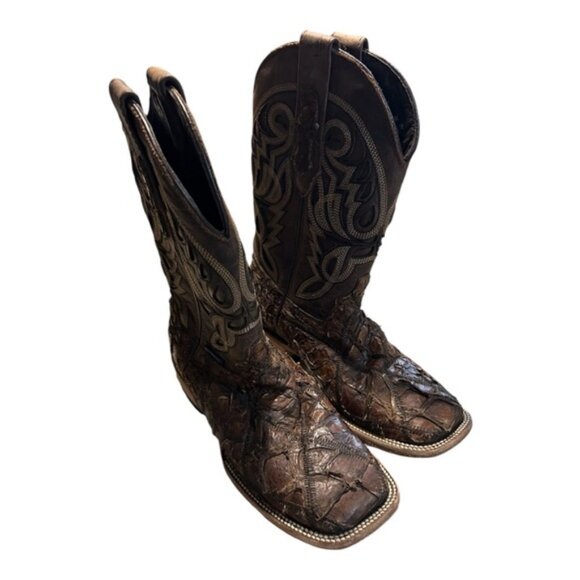 Rock’em RARE Pirarucu Hide Exotic Western Cowboy Boots - Picture 3 of 6